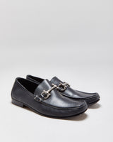 Salvatore Ferragamo Black Leather Gancini Horsebit Loafers - UK9.5
