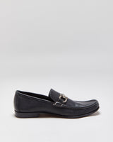 Salvatore Ferragamo Black Leather Gancini Horsebit Loafers - UK9.5