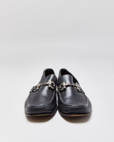 Salvatore Ferragamo Black Leather Gancini Horsebit Loafers - UK9.5