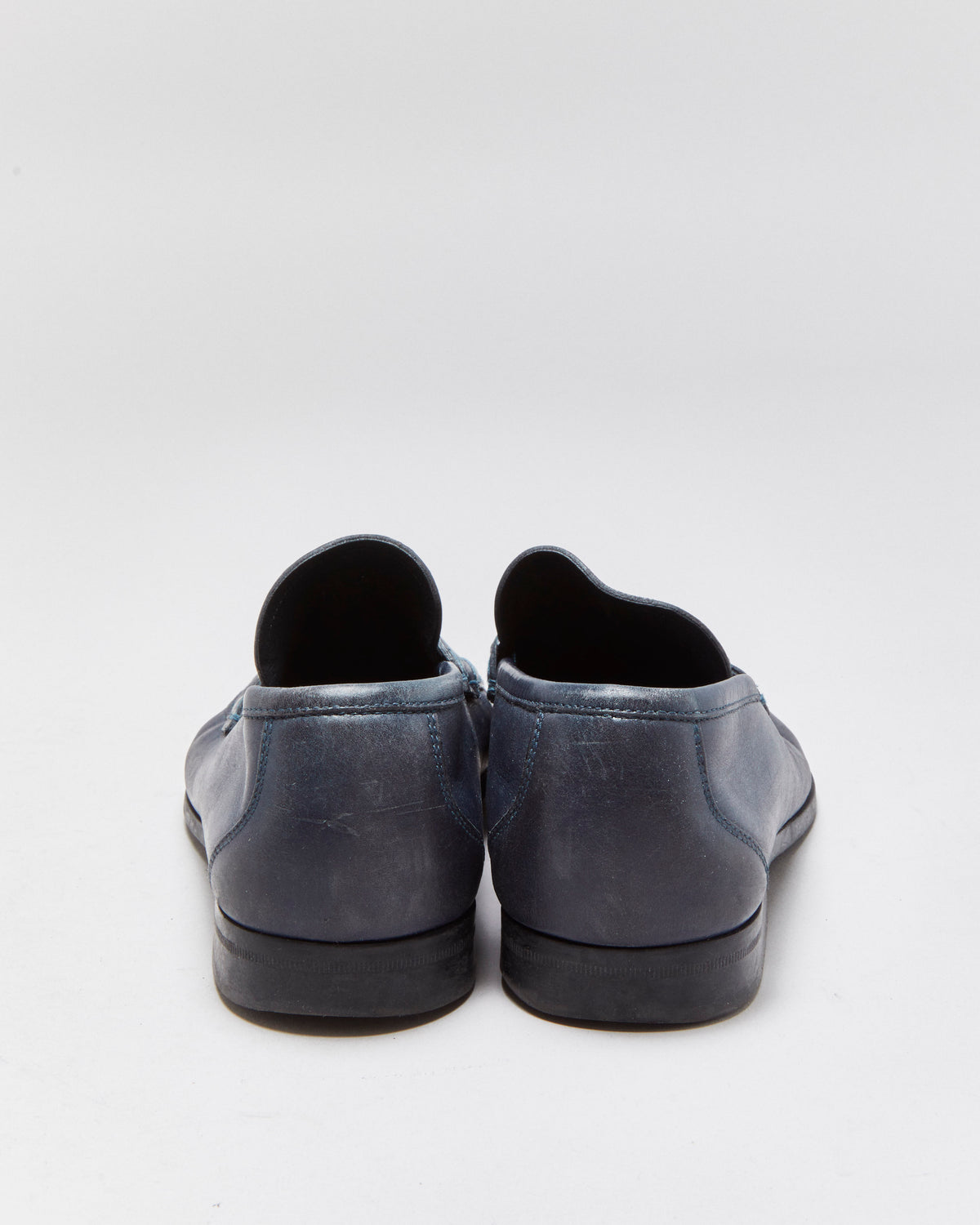 Salvatore Ferragamo Blue Leather Buckle Loafers - UK7