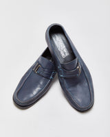 Salvatore Ferragamo Blue Leather Buckle Loafers - UK7