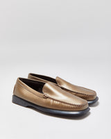 Tod's Bronze Metallic Leather Square Toe Loafers - UK7
