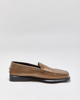 Tod's Bronze Metallic Leather Square Toe Loafers - UK7