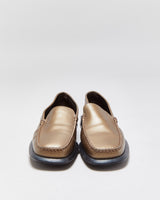 Tod's Bronze Metallic Leather Square Toe Loafers - UK7