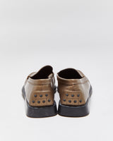 Tod's Bronze Metallic Leather Square Toe Loafers - UK7