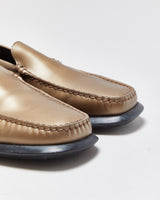 Tod's Bronze Metallic Leather Square Toe Loafers - UK7