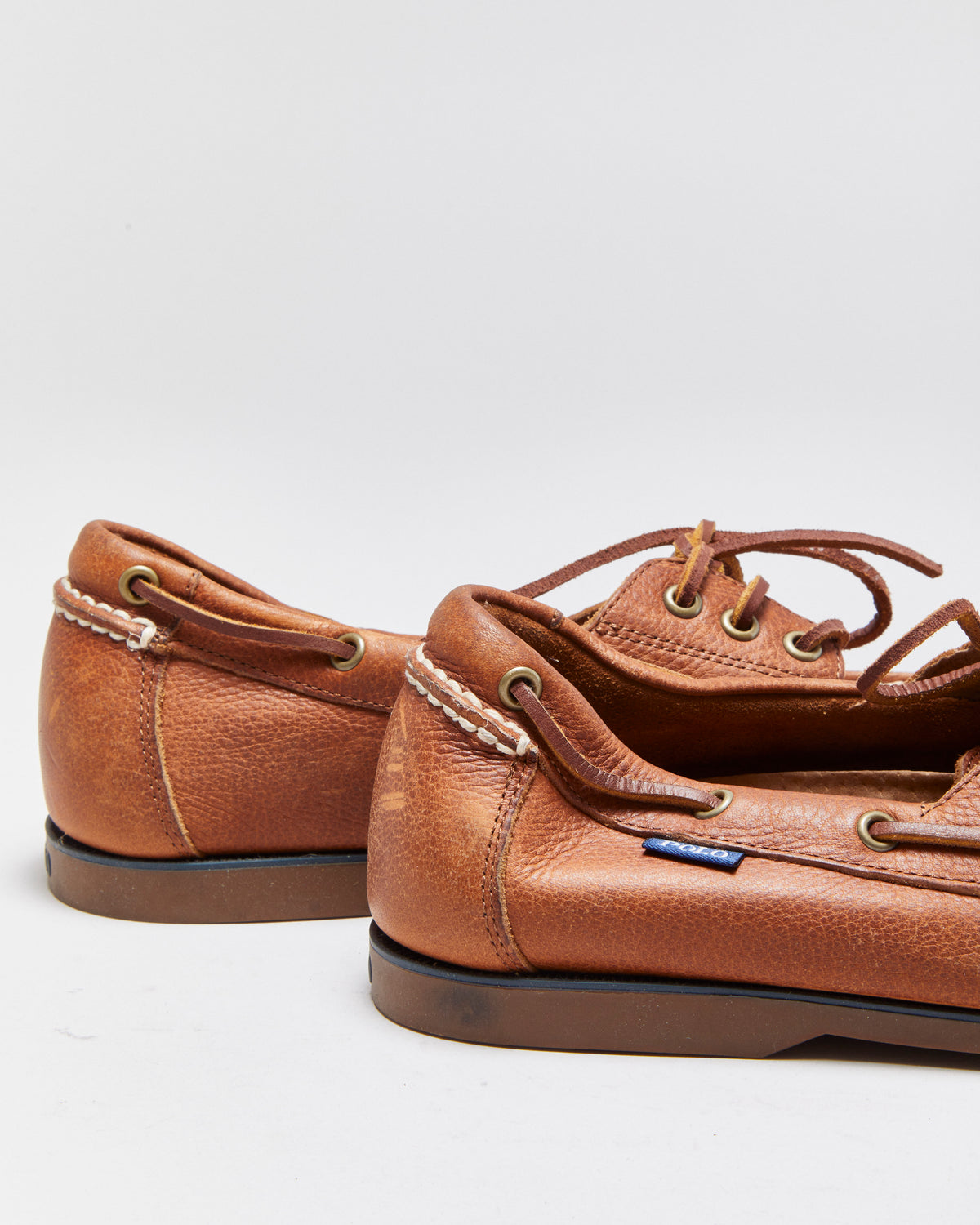 Polo Ralph Lauren Bienne Oiled Grain Leather Boat Shoes - UK10.5