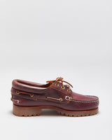 DS Vintage 1990s Timberland  Burgundy  Authentic 3-Eye Lug Handsewn Made In USA Boat Shoes - UK6.5 M