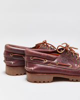 DS Vintage 1990s Timberland  Burgundy  Authentic 3-Eye Lug Handsewn Made In USA Boat Shoes - UK6.5 M