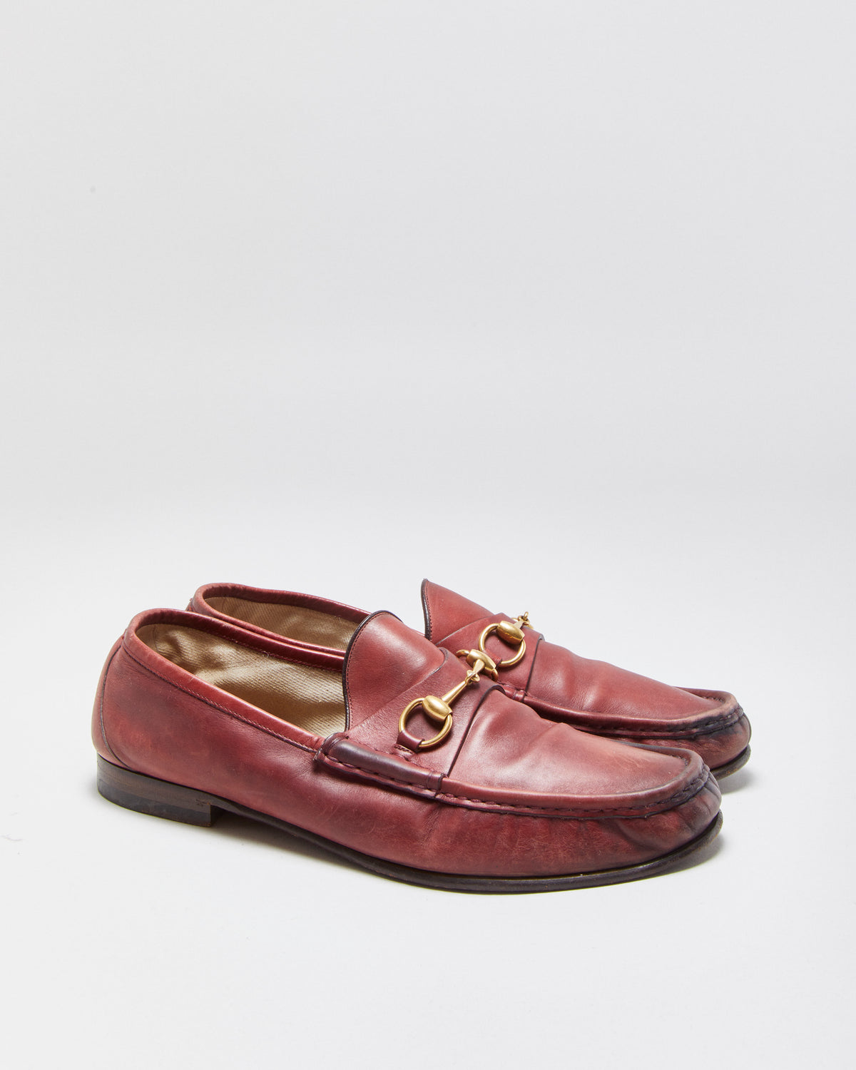 F/W 2024 Gucci 1953 Lugano Burgundy Calfskin Leather Horsebit Loafers  - UK9