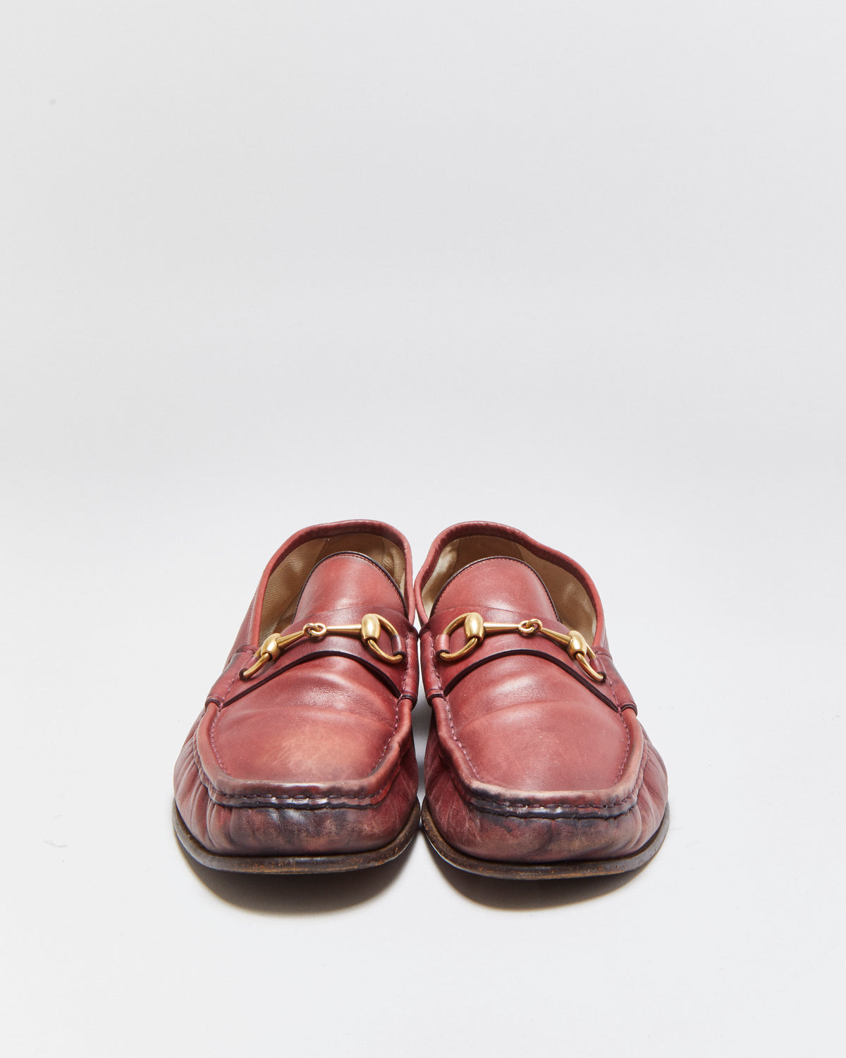 F/W 2024 Gucci 1953 Lugano Burgundy Calfskin Leather Horsebit Loafers  - UK9