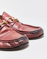 F/W 2024 Gucci 1953 Lugano Burgundy Calfskin Leather Horsebit Loafers  - UK9