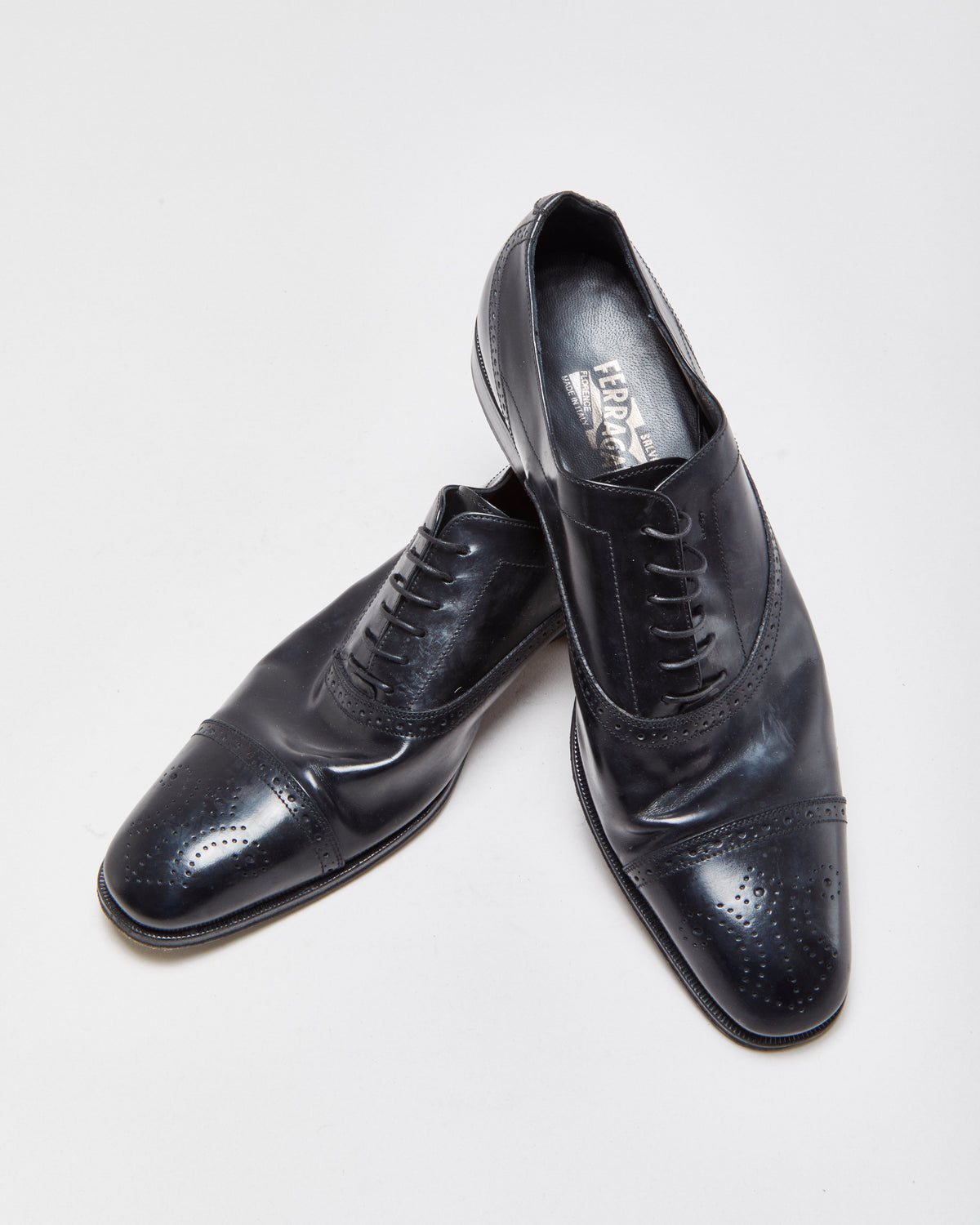 Salvatore Ferragamo Patent Leather Wingtip Oxford Brogues - UK10
