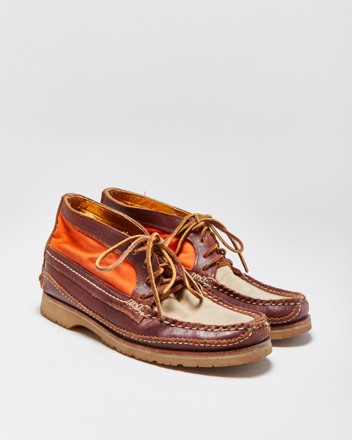 Yuketen Main Guide DB Chestnut Handsewn Horween Leather Made In USA Canvas Moc Toe Chukka Work Boots - UK8.5