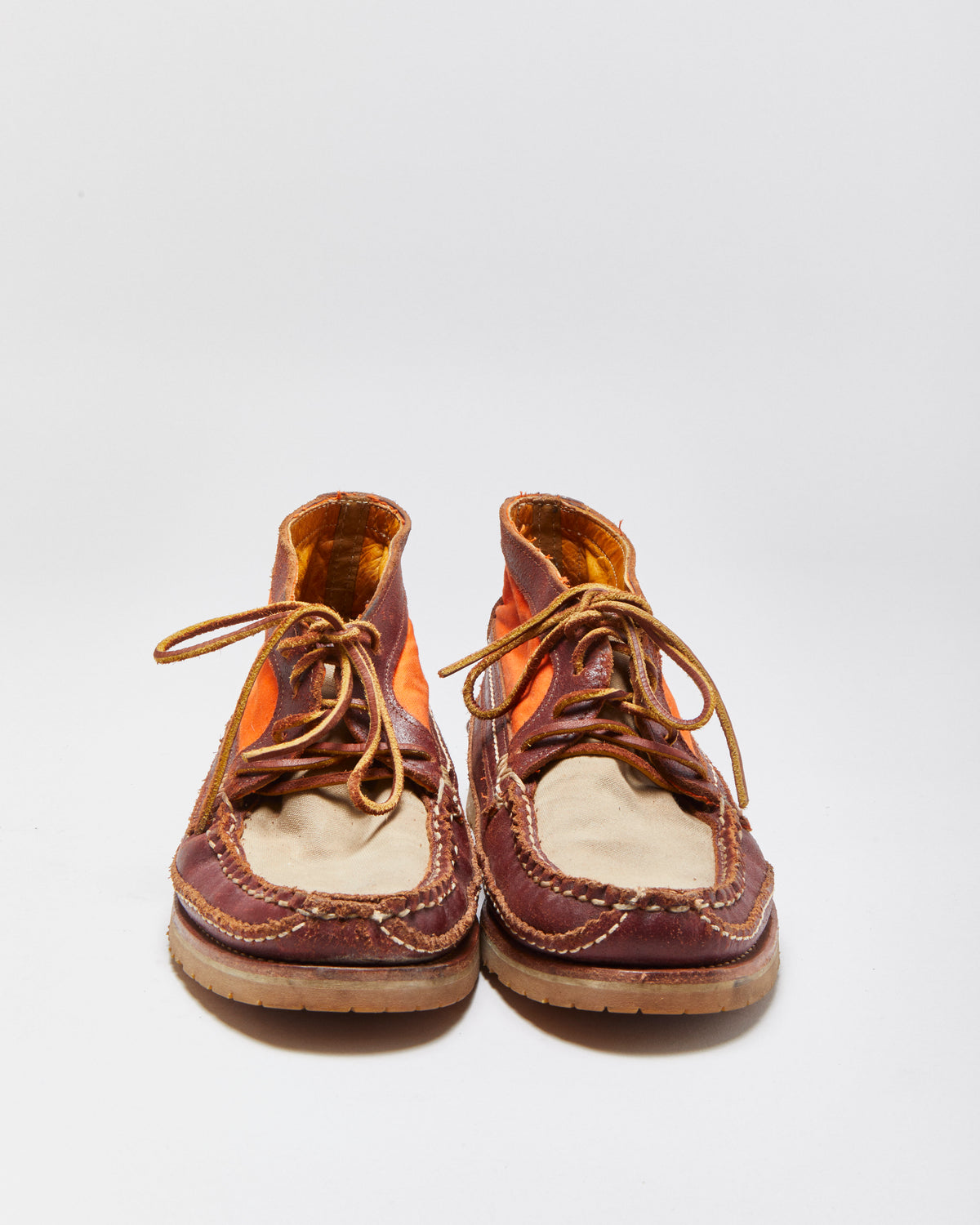 Yuketen Main Guide DB Chestnut Handsewn Horween Leather Made In USA Canvas Moc Toe Chukka Work Boots - UK8.5