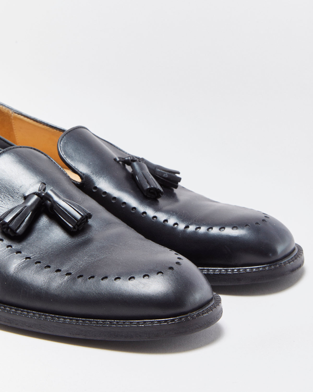 Vintage Y2K 00s Gino Rossi Leather Square Heel Tassel Loafers - UK9
