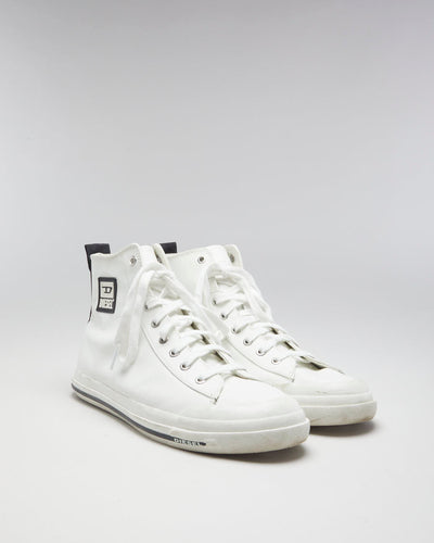 Diesel White Leather  High Top Trainers - EUR 44.5