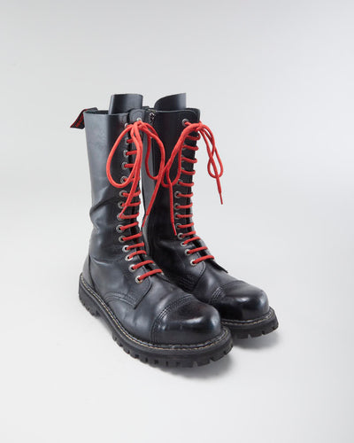 Men's Angry Itch Black Leather Lace Up Boots - 10.5