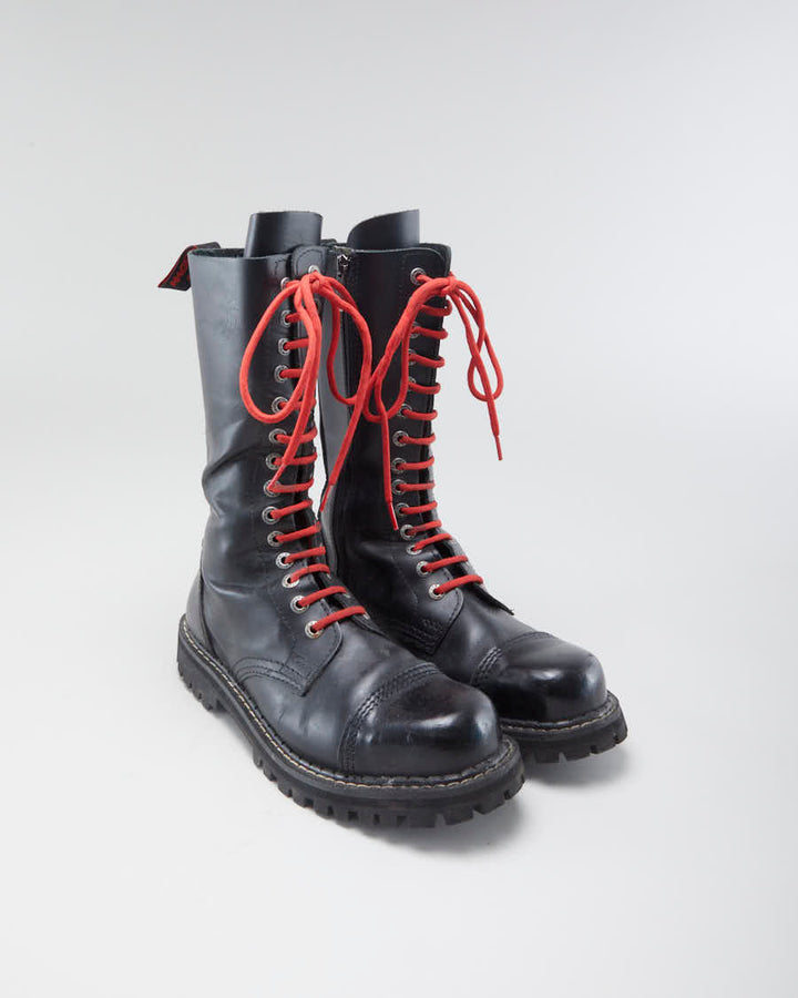 Men's Angry Itch Black Leather Lace Up Boots - 10.5