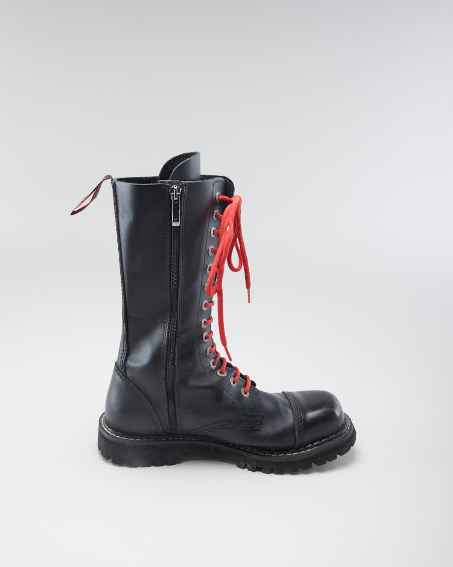 Men's Angry Itch Black Leather Lace Up Boots - 10.5