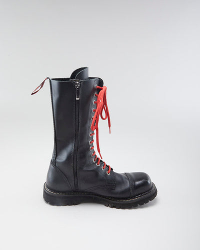 Men's Angry Itch Black Leather Lace Up Boots - 10.5