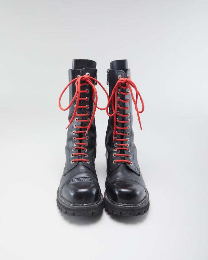 Men's Angry Itch Black Leather Lace Up Boots - 10.5