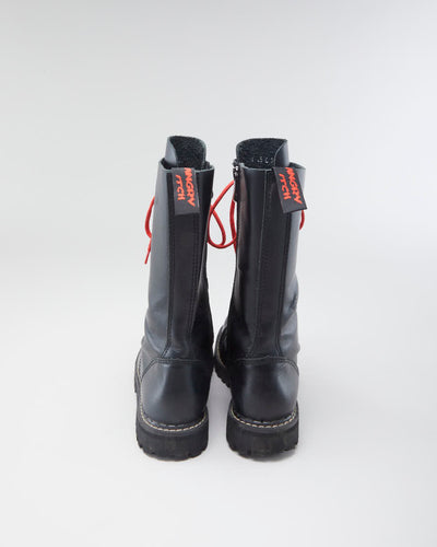 Men's Angry Itch Black Leather Lace Up Boots - 10.5