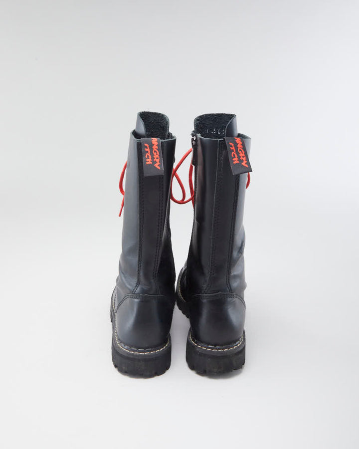 Men's Angry Itch Black Leather Lace Up Boots - 10.5