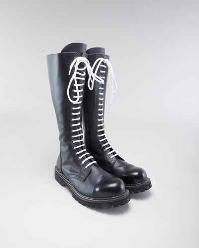 Men's Angry Itch Black Leather Lace Up Boots - 10.5