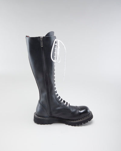 Men's Angry Itch Black Leather Lace Up Boots - 10.5