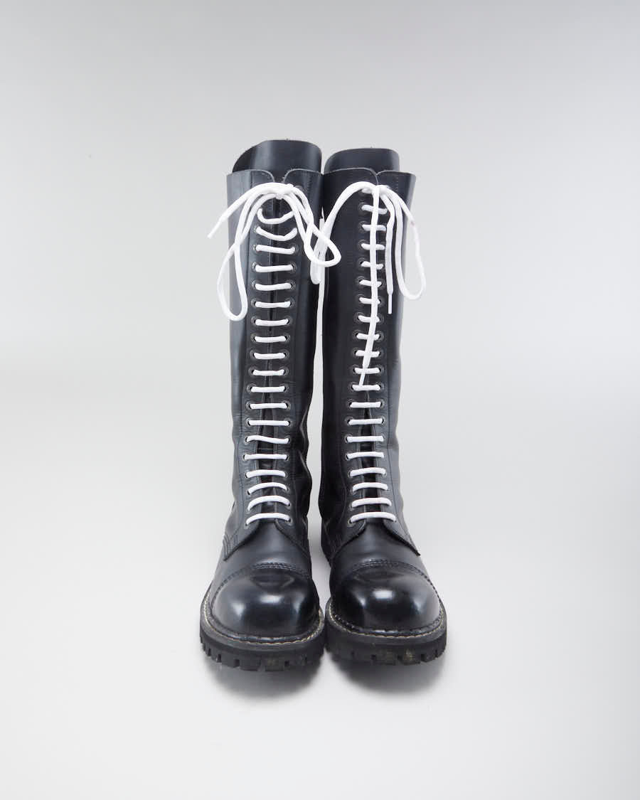 Men's Angry Itch Black Leather Lace Up Boots - 10.5