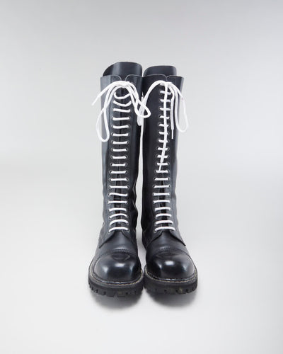 Men's Angry Itch Black Leather Lace Up Boots - 10.5