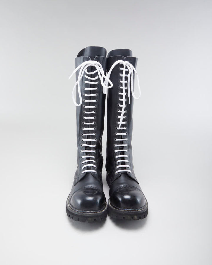 Men's Angry Itch Black Leather Lace Up Boots - 10.5