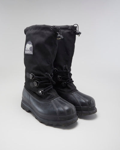 Mens Black Rubber Soled Sorel Insulated Snow Boots - UK 10.5