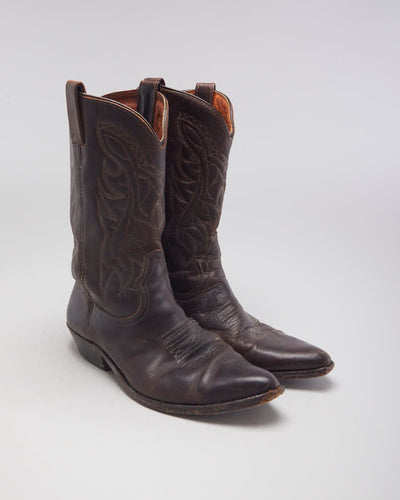 Vintage Brown Cowboy Boots - UK8