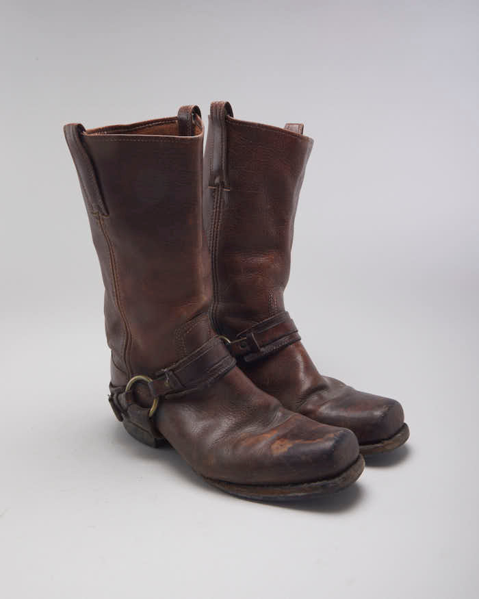 Vintage Frye Brown Biker Boots - UK9