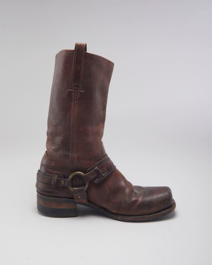 Vintage Frye Brown Biker Boots UK9 Rokit