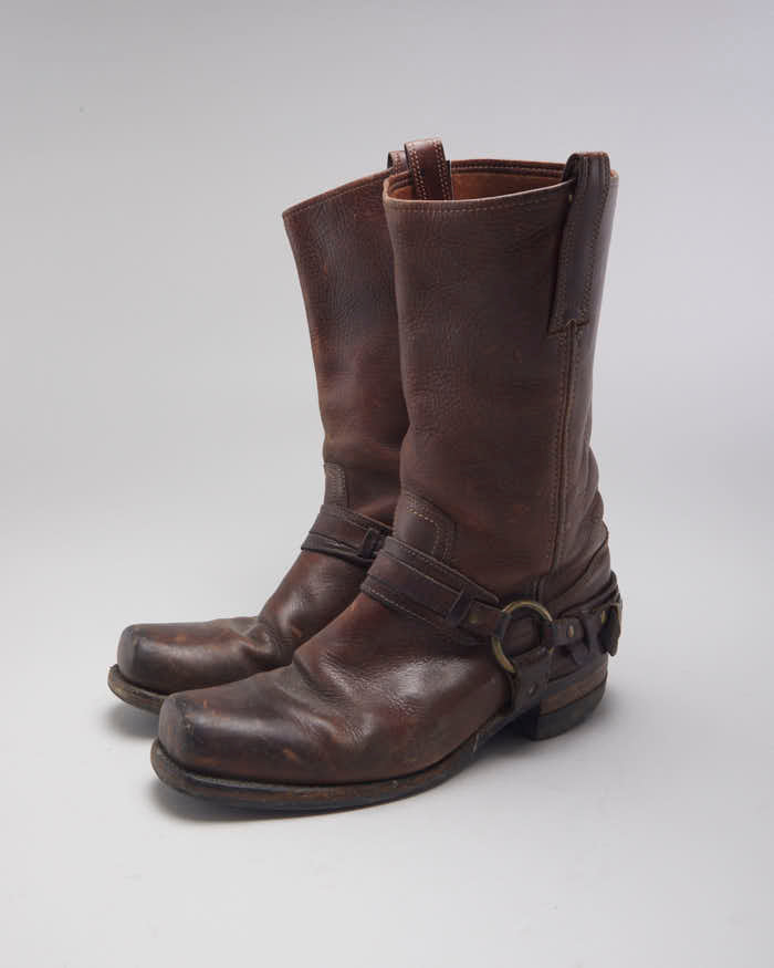Vintage Frye Brown Biker Boots - UK9