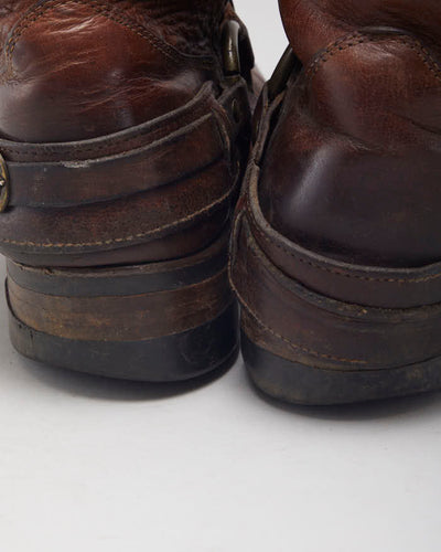 Vintage Frye Brown Biker Boots - UK9