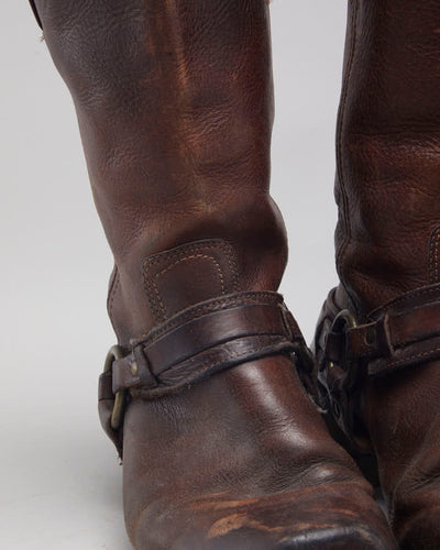 Vintage Frye Brown Biker Boots - UK9