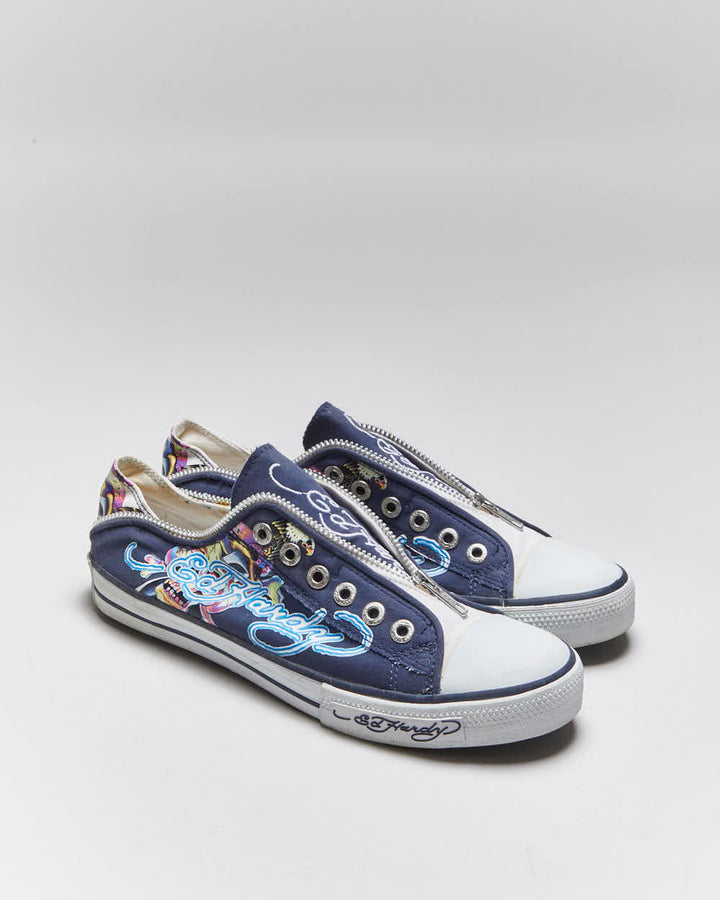 Vintage Y2k 00s Ed Hardy Zip Slip On Trainers - UK8