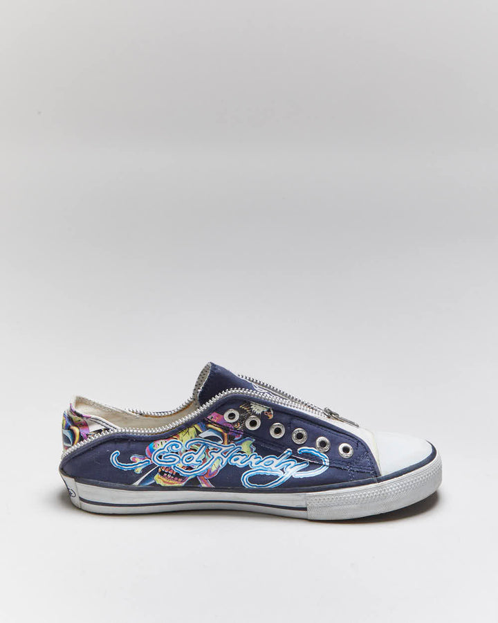 Vintage Y2k 00s Ed Hardy Zip Slip On Trainers - UK8