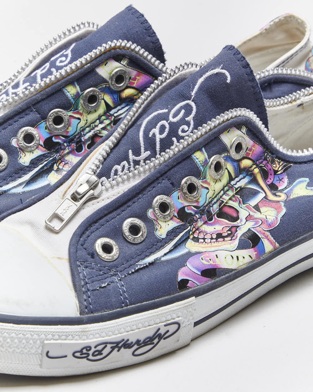 Vintage Y2k 00s Ed Hardy Zip Slip On Trainers - UK8