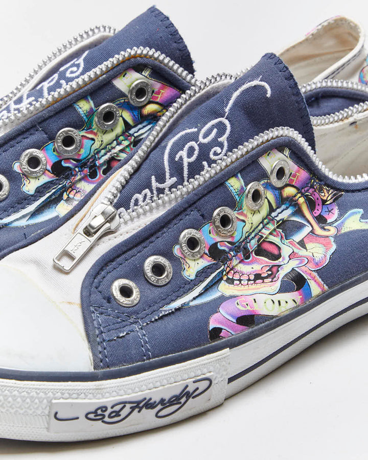 Vintage Y2k 00s Ed Hardy Zip Slip On Trainers - UK8