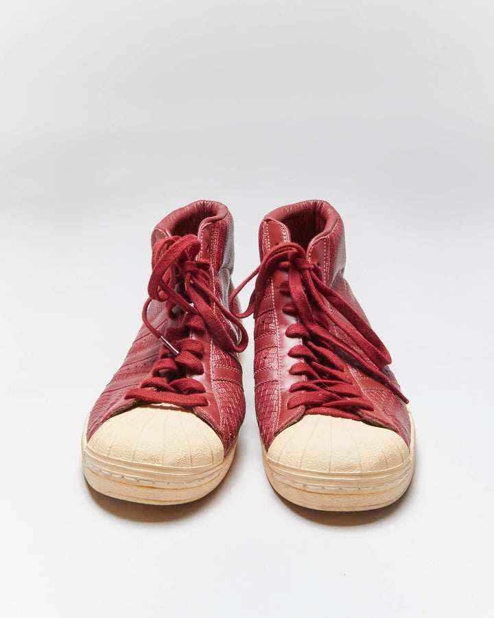 Vintage 00s Adidas Pro Model Burgundy High Tops - UK11.5