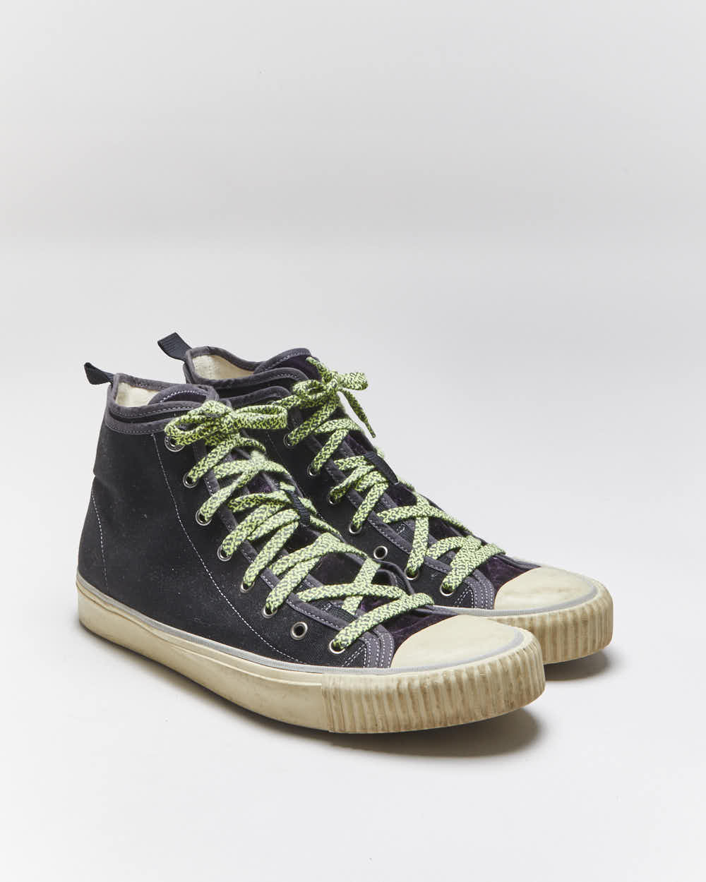 Vintage Lanvin Velvet & Canvas Hi-top Trainers - UK9