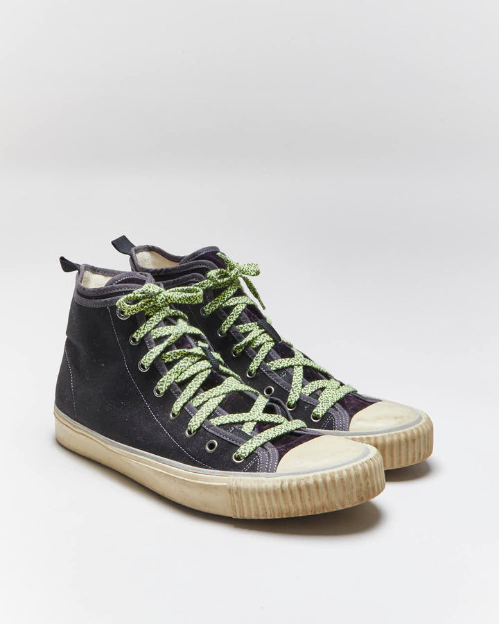 Vintage Lanvin Velvet & Canvas Hi-top Trainers - UK9