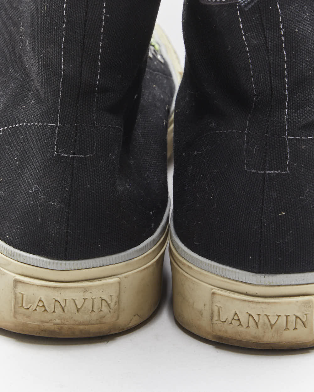 Vintage Lanvin Velvet &amp; Canvas Hi-top Trainers - UK9
