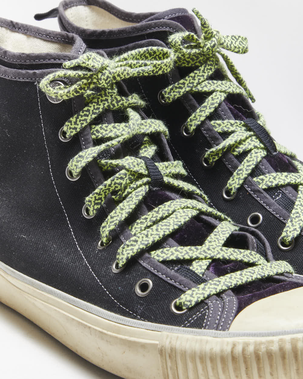 Vintage Lanvin Velvet &amp; Canvas Hi-top Trainers - UK9