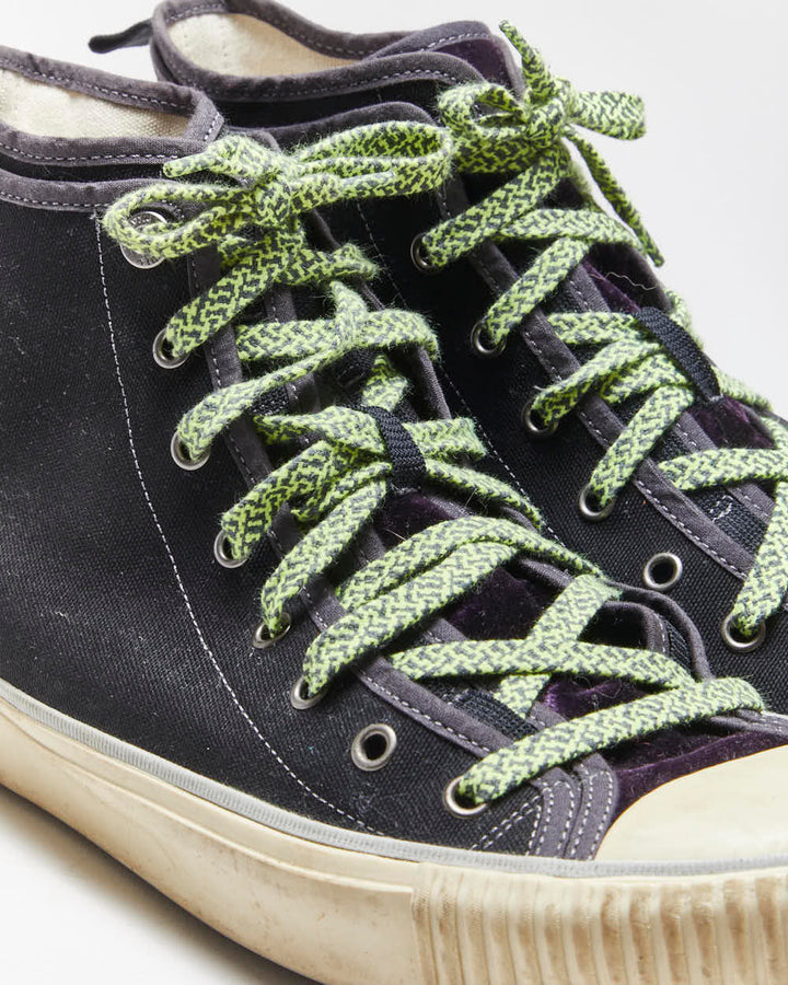Vintage Lanvin Velvet & Canvas Hi-top Trainers - UK9